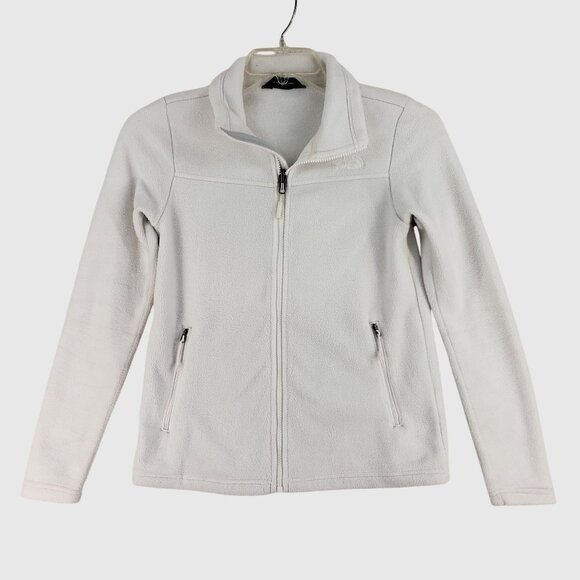 The North Face Womens White Full-Zip Fleece Jacket With Zippered Pockets XS - Picture 1 of 8